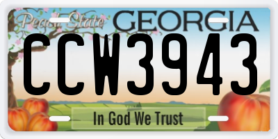 GA license plate CCW3943