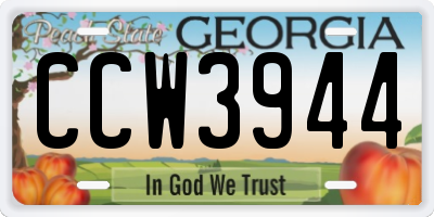 GA license plate CCW3944