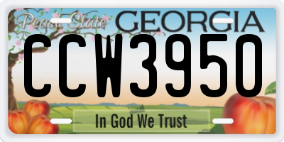 GA license plate CCW3950