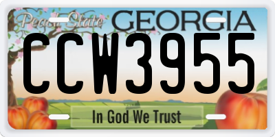 GA license plate CCW3955