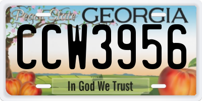 GA license plate CCW3956