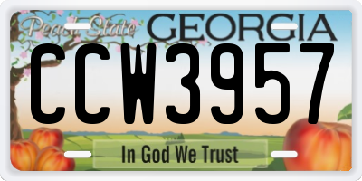 GA license plate CCW3957