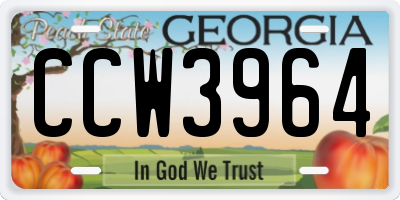 GA license plate CCW3964