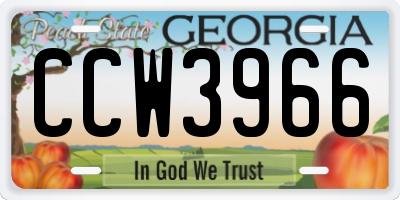 GA license plate CCW3966