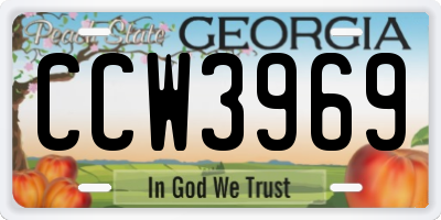 GA license plate CCW3969