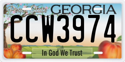 GA license plate CCW3974