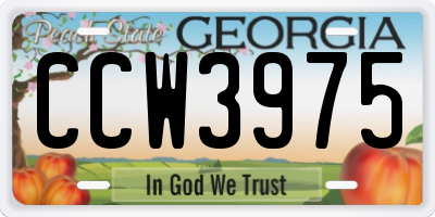 GA license plate CCW3975