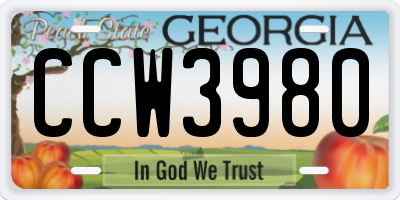 GA license plate CCW3980