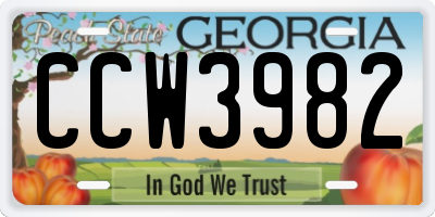 GA license plate CCW3982