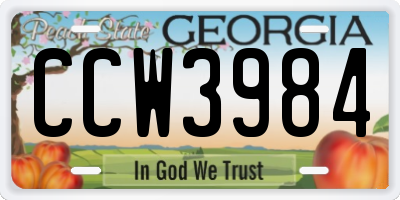 GA license plate CCW3984
