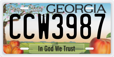 GA license plate CCW3987
