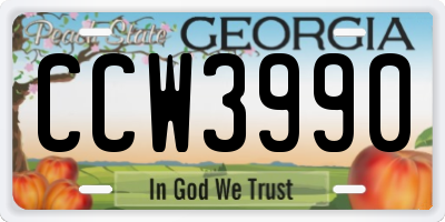 GA license plate CCW3990
