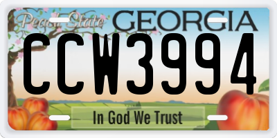 GA license plate CCW3994