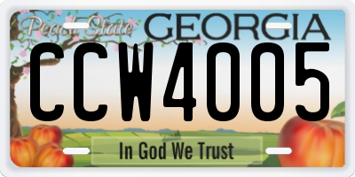 GA license plate CCW4005