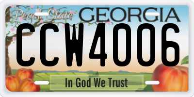GA license plate CCW4006