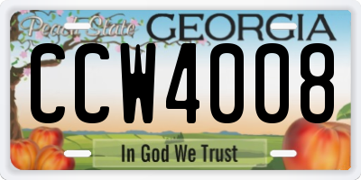 GA license plate CCW4008