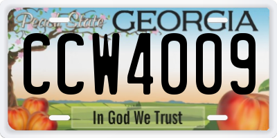 GA license plate CCW4009