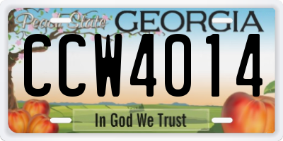 GA license plate CCW4014