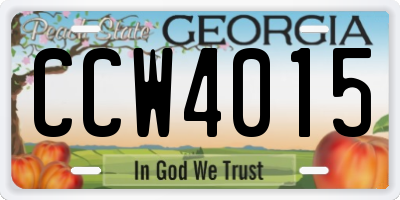 GA license plate CCW4015