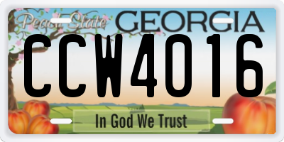 GA license plate CCW4016