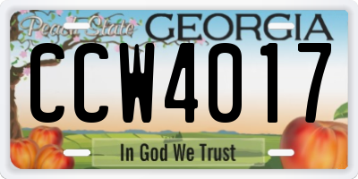 GA license plate CCW4017