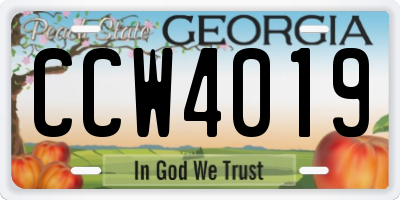 GA license plate CCW4019