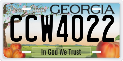 GA license plate CCW4022