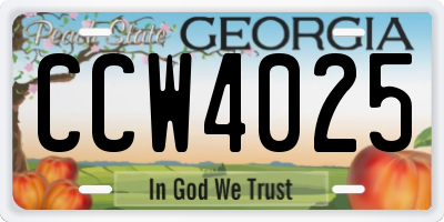 GA license plate CCW4025