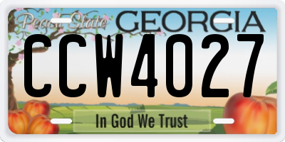 GA license plate CCW4027