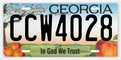 GA license plate CCW4028