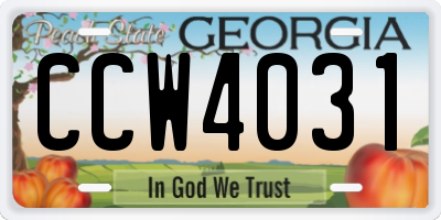 GA license plate CCW4031