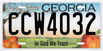 GA license plate CCW4032