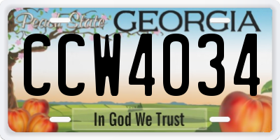 GA license plate CCW4034
