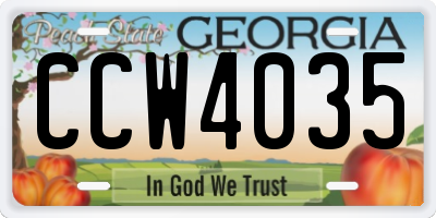 GA license plate CCW4035