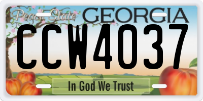 GA license plate CCW4037