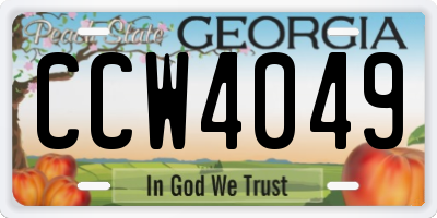 GA license plate CCW4049