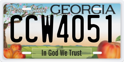 GA license plate CCW4051