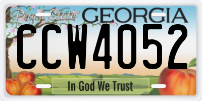 GA license plate CCW4052