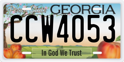 GA license plate CCW4053