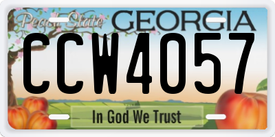GA license plate CCW4057
