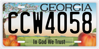 GA license plate CCW4058