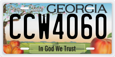 GA license plate CCW4060