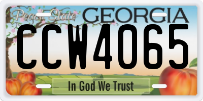 GA license plate CCW4065