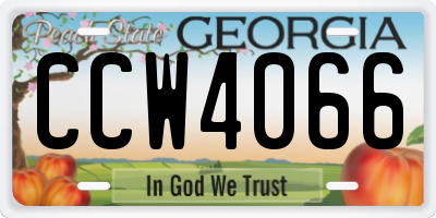 GA license plate CCW4066