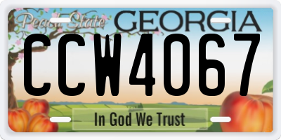 GA license plate CCW4067