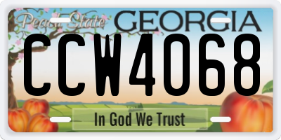GA license plate CCW4068