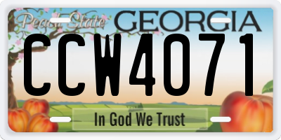 GA license plate CCW4071