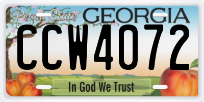 GA license plate CCW4072