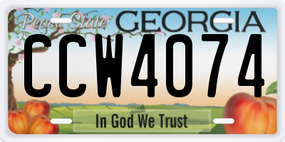 GA license plate CCW4074