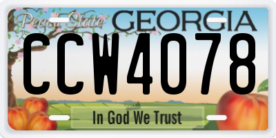 GA license plate CCW4078